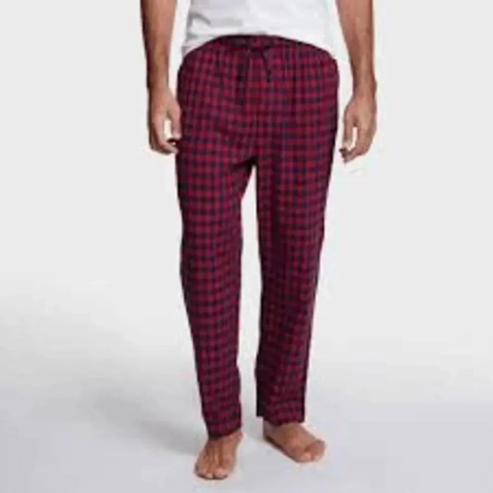 Nautica‎ Flannel Plaid Pajama Pants Unisex Size M Red Blue Plaid Drawstring